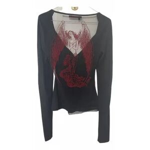 🛑ISO🛑🛑⚠️ Miss Sixty Black and Red Mesh Fallen Angel Top